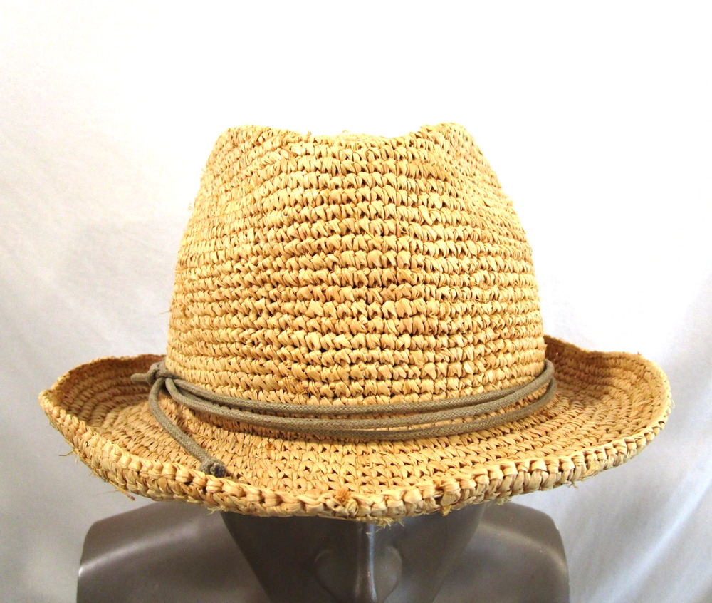 Tarnish Made In Italy Natural Tan Straw Raffia Fedora Hat Women OS